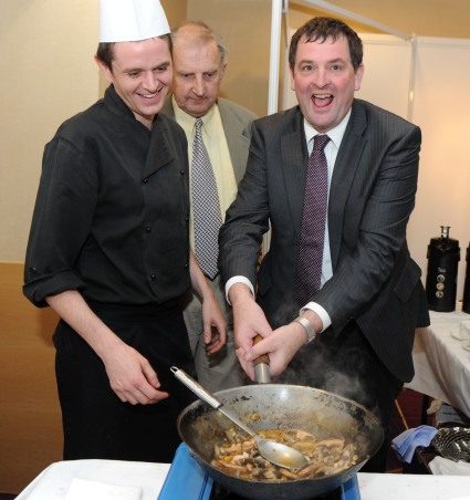 Minister McEntee is seen here with Chef Brian Connolly and Gerry Walsh of Teagasc 
