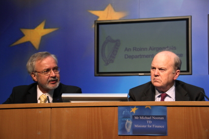 Minister Noonan with President of the EIB, Werner Hoyer, at the press conference today