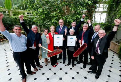 Pic shows Minister for the Environment , Community and local Government Phil Hogan when he presented Overall award winners Castlecoote County Roscommon with "The 'Best Kept Town Award and Best Village" with from left Michael Farrell , Michael Ward , Miss Doreen Muskett , Chairman Northern Ireland Amenity Council , Ann o' Connell , Mainie Delaney , Frank Dawson County Manager Roscommon , Kieran O' Connell , Mr Leo O' Reilly , Permanent Secretary at the dept of the Environment for Northern Ireland and PJ Naughton
